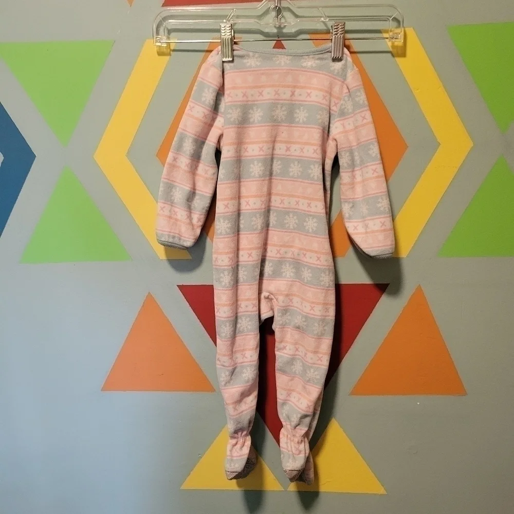 Set Of 2 Carter's Girl's Footie Pajamas Side Foot Zip-Up Size 12 Months
